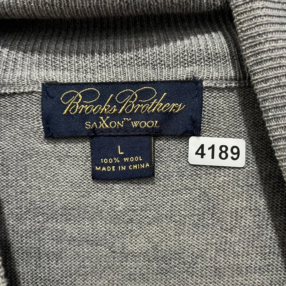 Brooks Brothers Saxon Wool Quarter Zip Sweater Men Large Gray 100% Wool Pullover